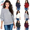 Autumn Winter Women Sweater Fashion Loose Bat Sleeve Knit Casual Solid Color Knitted Pullover