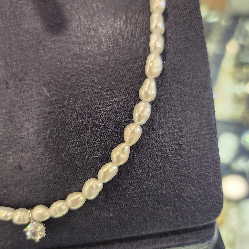 Atria Oval Cubic Freshwater 4mm Pearl Necklace JQNNEJJ0022JJF