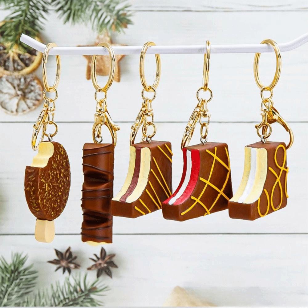 Realistic Food Chocolate Pie Keychain Simulation Dessert Bag Pendant Ice Cream Keychains Bag Decor
