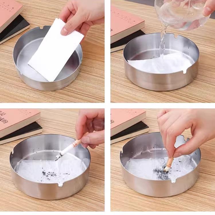 Newcomer 0.1 Drop-Proof Round Stainless Steel Ashtray for Home, Hotel, or Cafe – Creative Minimalist Design