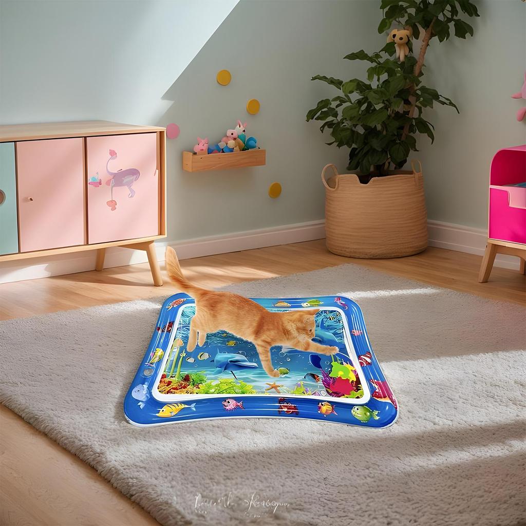 68x48см ПВХ Надувной Кот Собака Домашний питомец Игровой коврик Детский коврик для игр с водой Время на животике Водяная подушка Интерактивный сенсорный коврик для игр с водой Игрушки