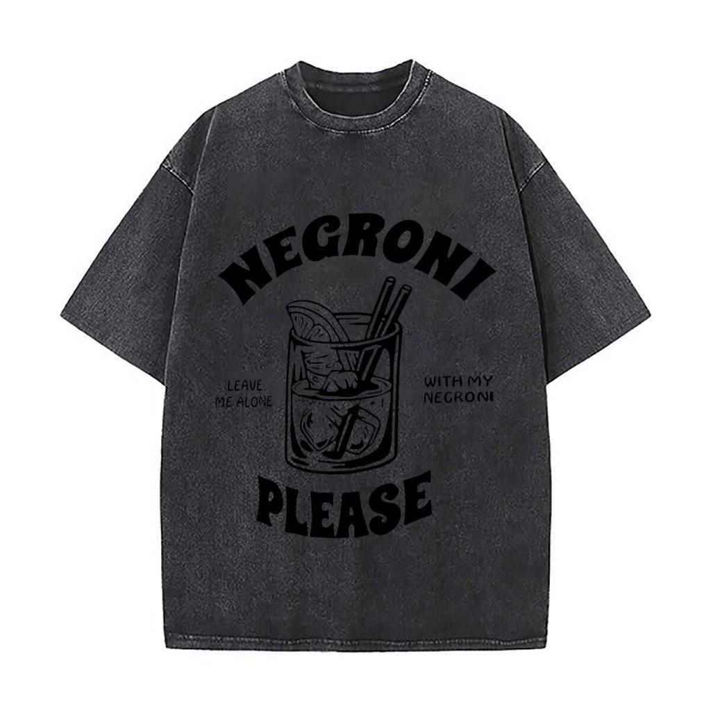 Negroni Please Leave Me Alone With My Negroni Washed Distressed Loose Streetwear Tops For City Walks