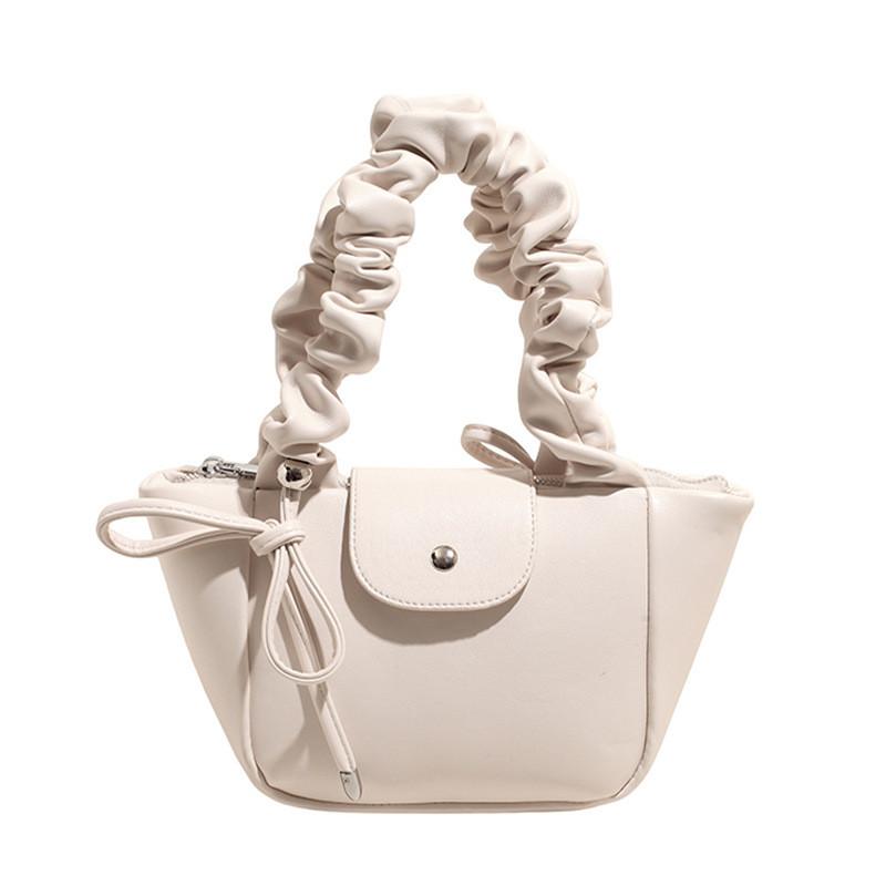 IELGY Ladies Shoulder Bag Pleated Portable Bow Portable Bucket Bag