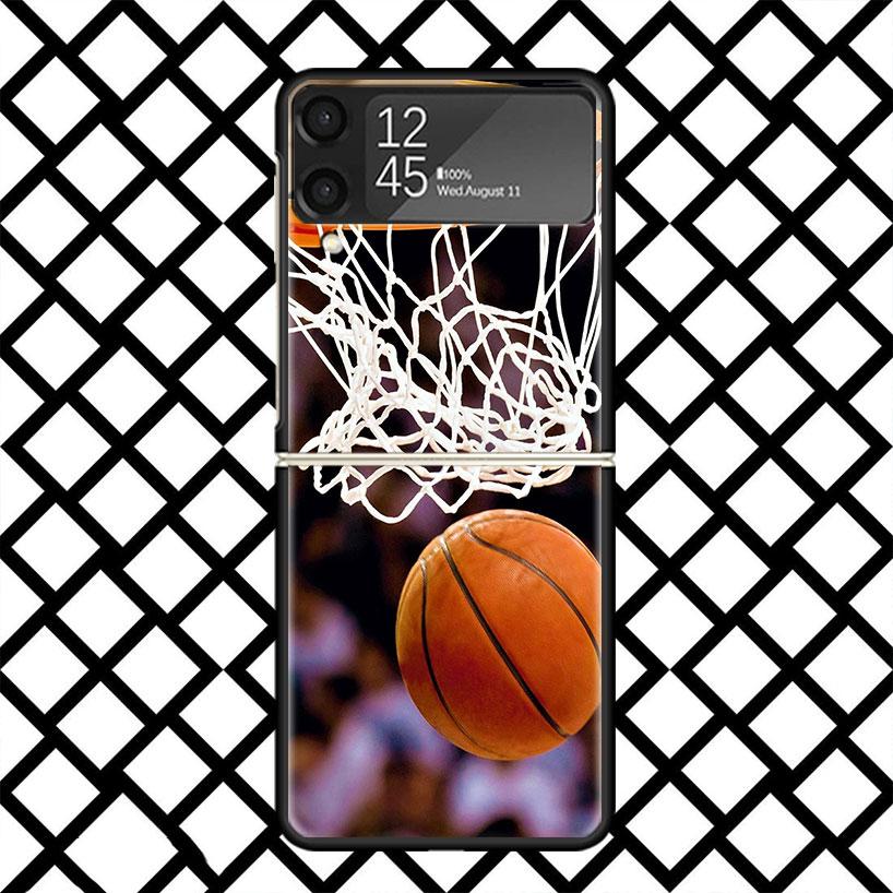 Basketball Basket Sports Phone Case For Samsung Z Flip 7 6 5 4 3 Galaxy ZFLIP7 ZFlip6 5G Flip5 Flip4 Flip3 5g Black Hard Cover