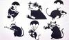 Mouse Banksy 6 Piece Black STICKER JAPAN Cutting Sticker Decal Sticker Waterproof Waterproof Durable