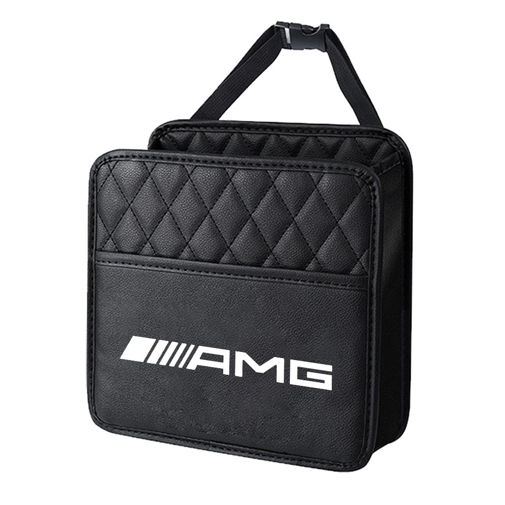 Car Emblem Styling Leather Storage Bag Auto Seat Hanging Organizer Accessories For Mercedes Benz AMG W211 W203 GLC GLA GLK Smart