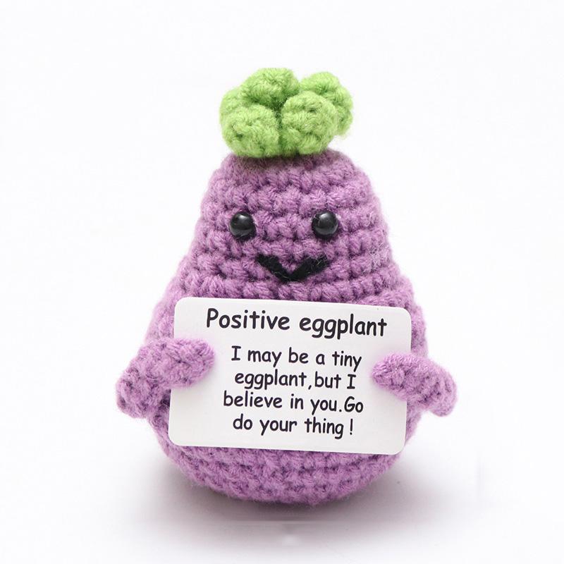 Positive Energy Bee Hug Pocket Doll Mini Handmade Plush Wool Knitting Doll With Card Funny Christams Gift Home Room Decoration