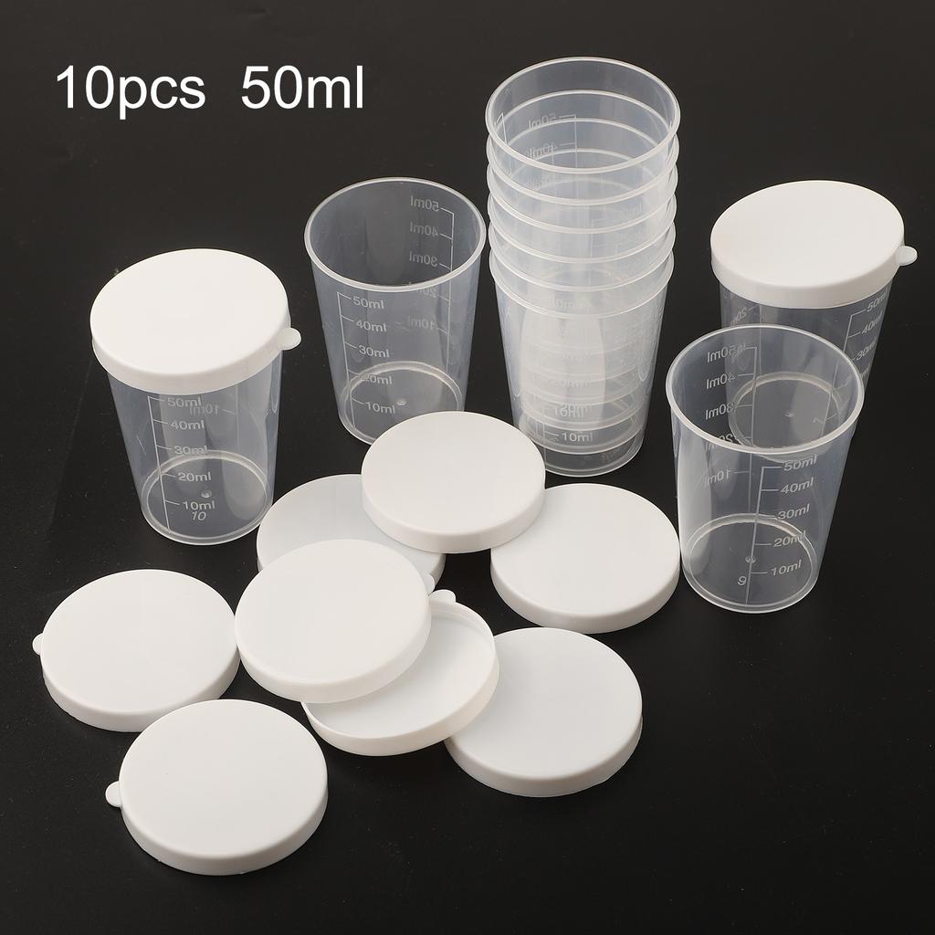 Measuring Cups Transparent With White Lids Cap 10pcs Container