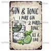 [MyPlate] GIN Plaque Metal Vintage Bar Furniture Plates Panels Tin Sign Tiki Bar Sign Man Cave Decorn Personalized Plate