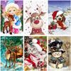 5D DIY Diamond Painting Christmas Animals Cat Diamond Embroidery Picture Handcraft Wall Art Christmas Home Decoration