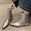Острый носок женские зимние ботильоны массивные сексуальные зимние туфли кожаные дизайнерские модные ботинки челси 2024 тренд новые ботинки челси