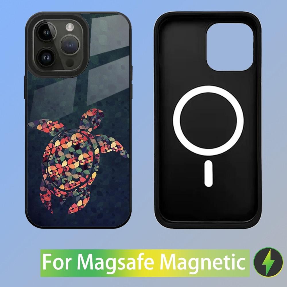 Чехол для телефона Морская черепаха для iPhone 15,14,13,12,11,Plus,Pro,Max Mini Magsafe Магнитная беспроводная зарядка
