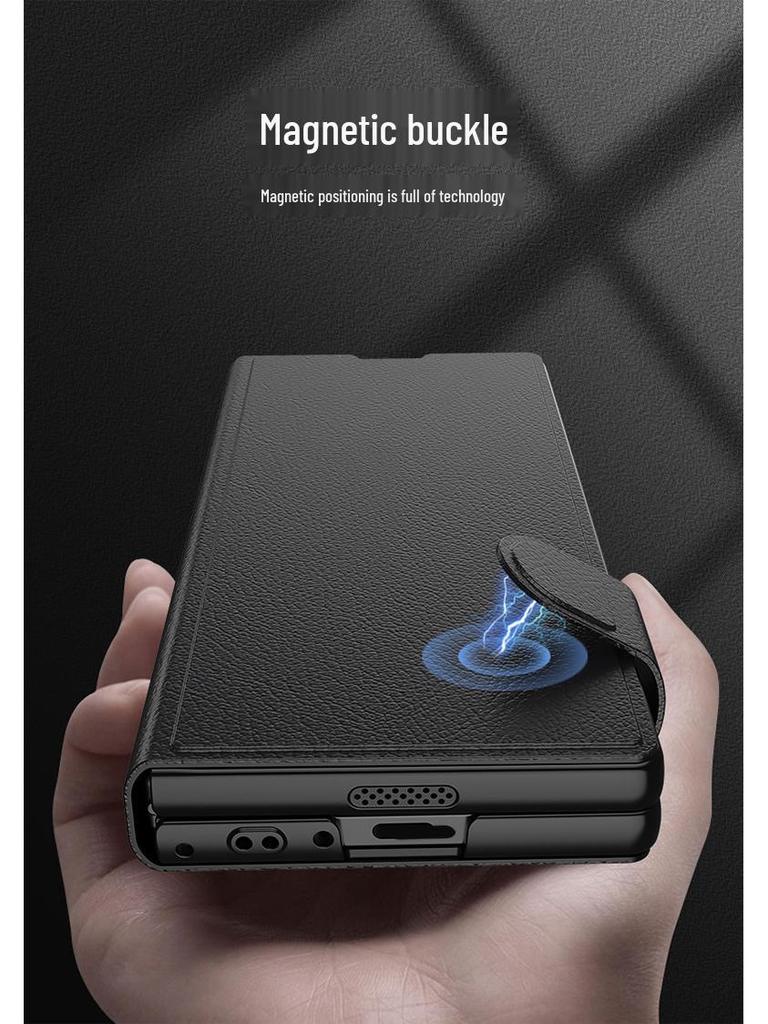 Кожаный чехол-книжка для Samsung Z Fold6: Трансграничный Креативный Бизнес Интегрированный Дизайн Корпус-Экран