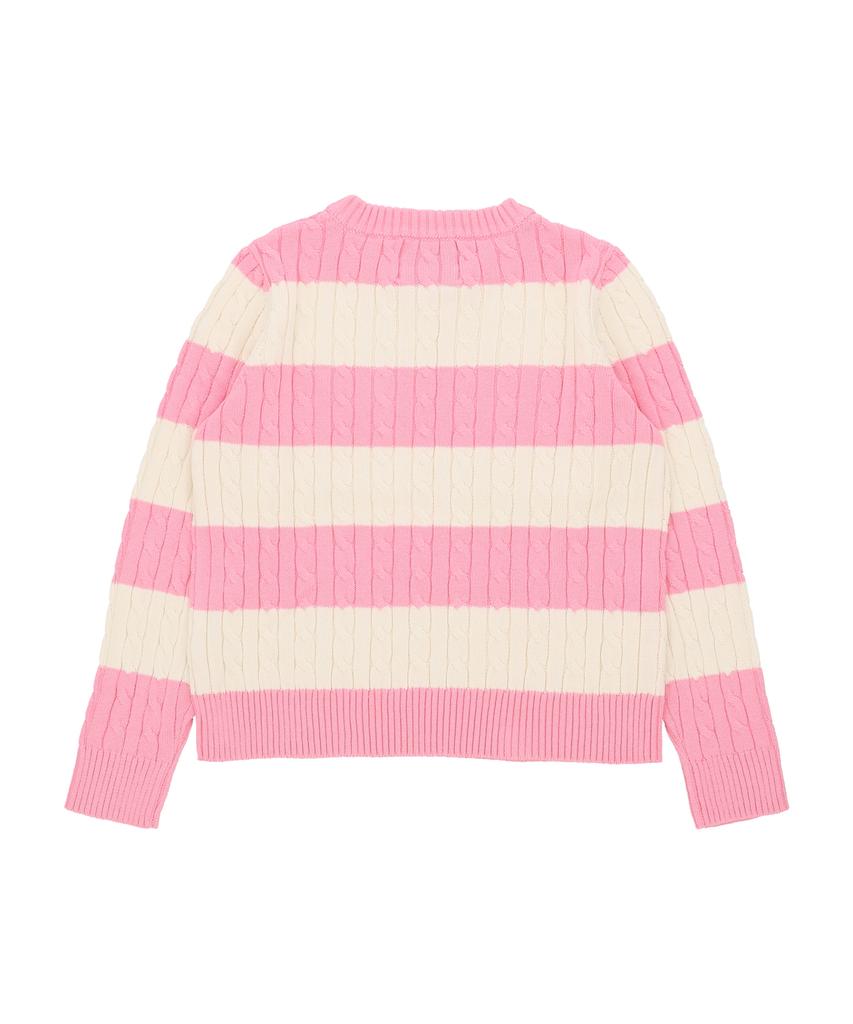 COMONINOZ W Stripe Cable Pullover [Pink]