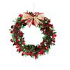 Christmas Decoration Wreath Handmade Christmas Color Strip Wreath Door Hanging Red And Green Wool Strip Rattan Ring