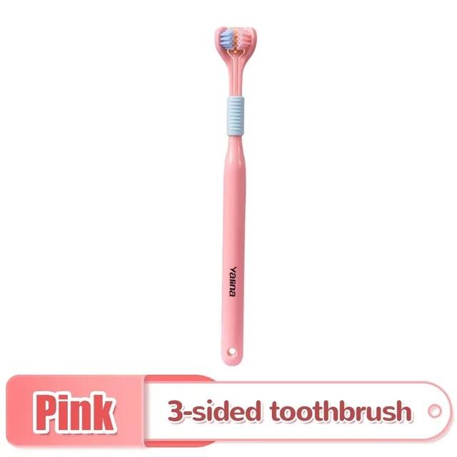 3D Stereo Three Sided Toothbrush Ultra Fine Soft Hair Adult Toothbrush Tongue Scraper Deep Cleaning Health Oral Care Teeth Brush
