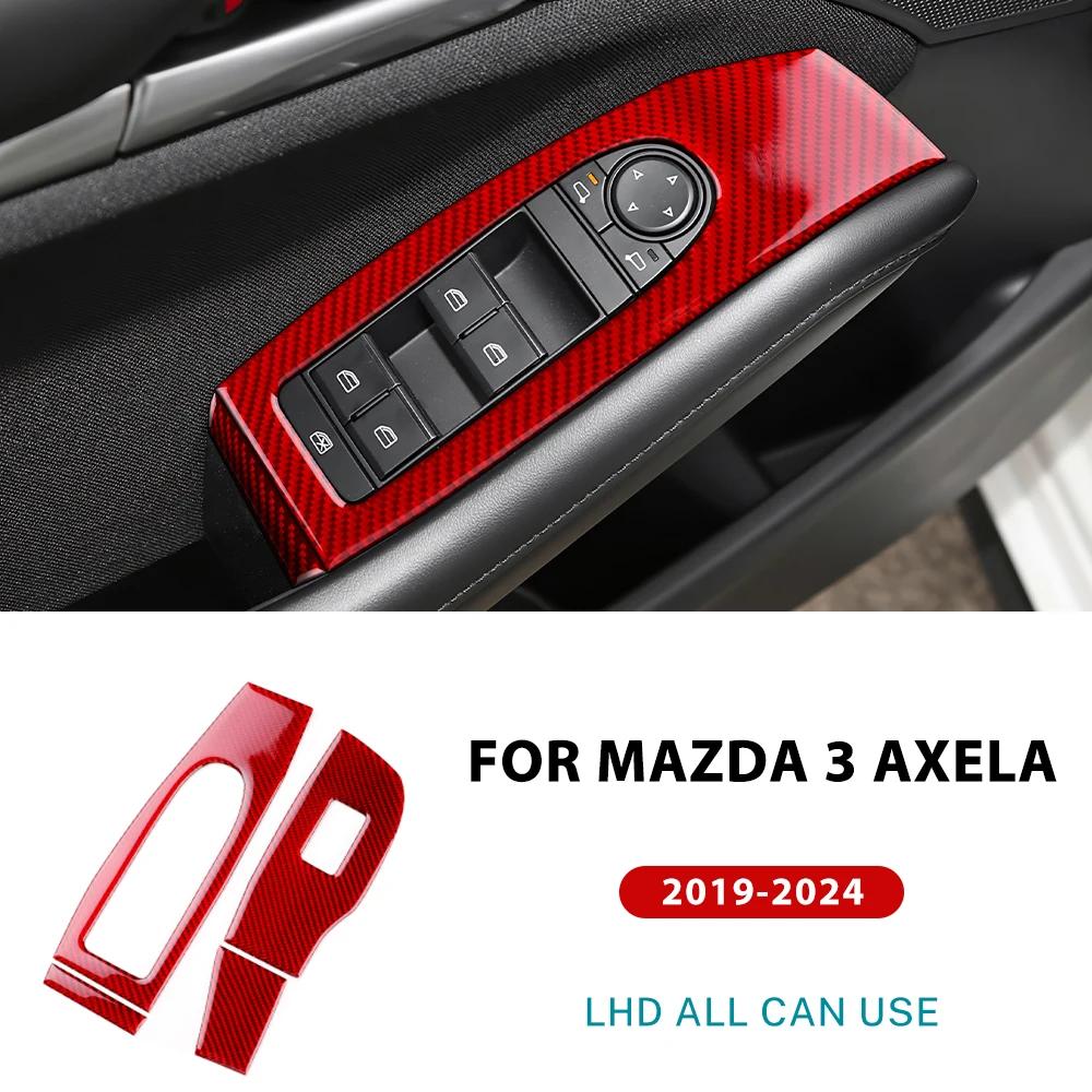 Real Soft Carbon Fiber For Mazda 3 BP 2019 2020 2021 2022 2023- 2025 Mazda3 Axela LHD RHD Front Door Window Lift Panel Sticker AA40