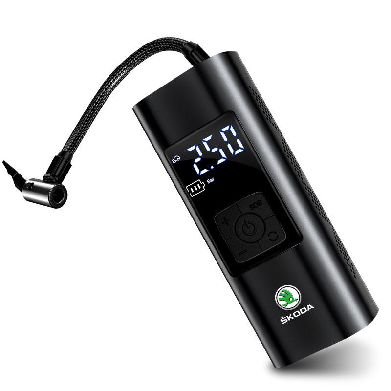 1Pcs Car Tire Inflator Smart Digital Inflatable Pump Emblem Accessories For Skoda SCALA Superb Octavia 2 3 A4 A5 Fabia Kamiq Kapoq Kodiaq Rapid