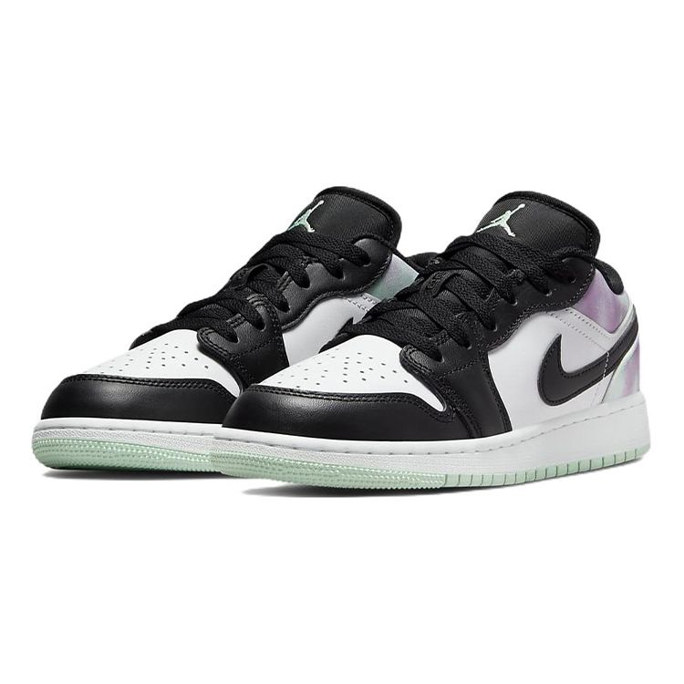 Детские кроссовки Air Jordan 1 Low SE GS Tie Dye White Mint-Foam Black DQ2514-100