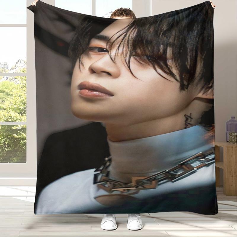 Плед фланелевый Jimin Kpop B-BTS Star, Ультрамягкий теплый плюшевый плед для дома, спальни, кровати, дивана, офиса, кемпинга, пикника, подарок