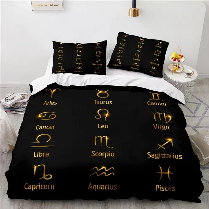 Zodiac Constellation Starry Sky Printed Duvet Cover Set Pillowcase 3d Bedding Set Europe/Australia/USA Twin Full Queen King Size