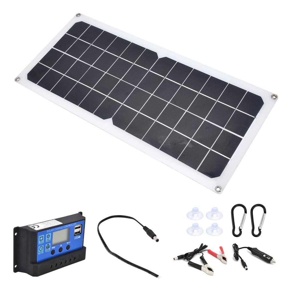 10W Solar Panel Charger Kit with 60A Controller Dual USB Female Ports for RVs Boats Planes