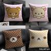 Милая мультяшная аниме наволочка R-Rilakkuma из натурального льна, органической ткани, с двусторонней печатью, для дивана, домашнего декора, подарок
