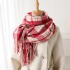 Simple Imitation Cashmere Warm Shawl Scarf Autumn And Winter Fashion High-End Plaid Elegant Rhyme Versatile Fringed Scarf
