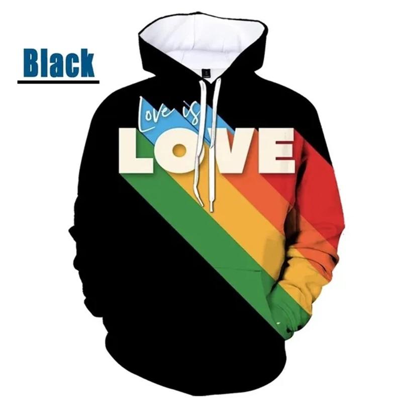 Толстовки с 3D принтом радуги и графикой для мужчин, повседневные красочные пуловеры с надписью «Love», толстовки, топы, уличная мужская толстовка в стиле хип-хоп