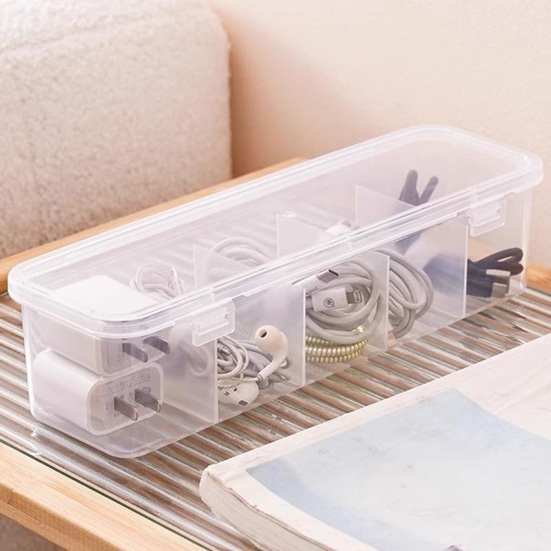 Прозрачный органайзер для зарядных кабелей, коробка для укладки кабелей передачи данных, USB-бокс для хранения, маленький органайзер для настольных аксессуаров и хранения