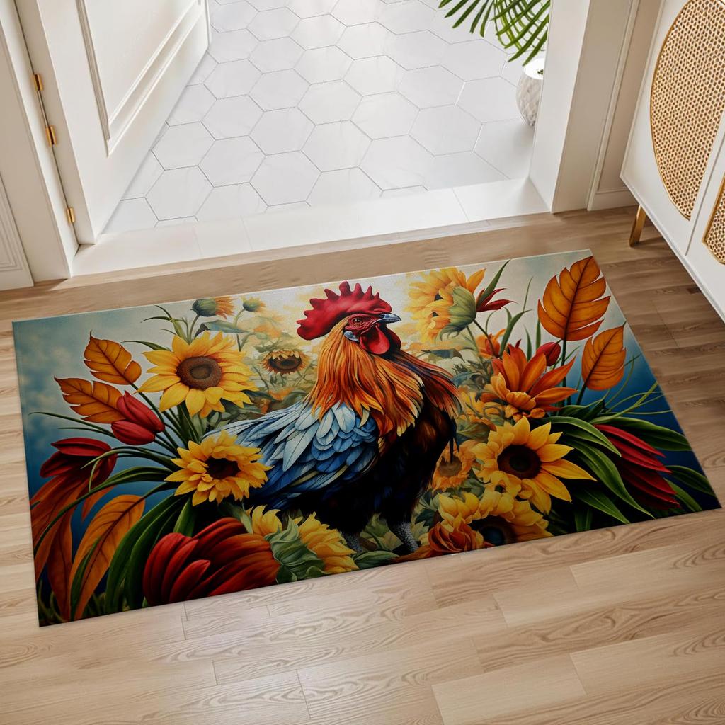 Mountain Bloom Bath Mat Non Slip Wildflower Meadow Bathroom Rug Nature Landscape Floor Mat for Home Decor 17x29.5 Inch