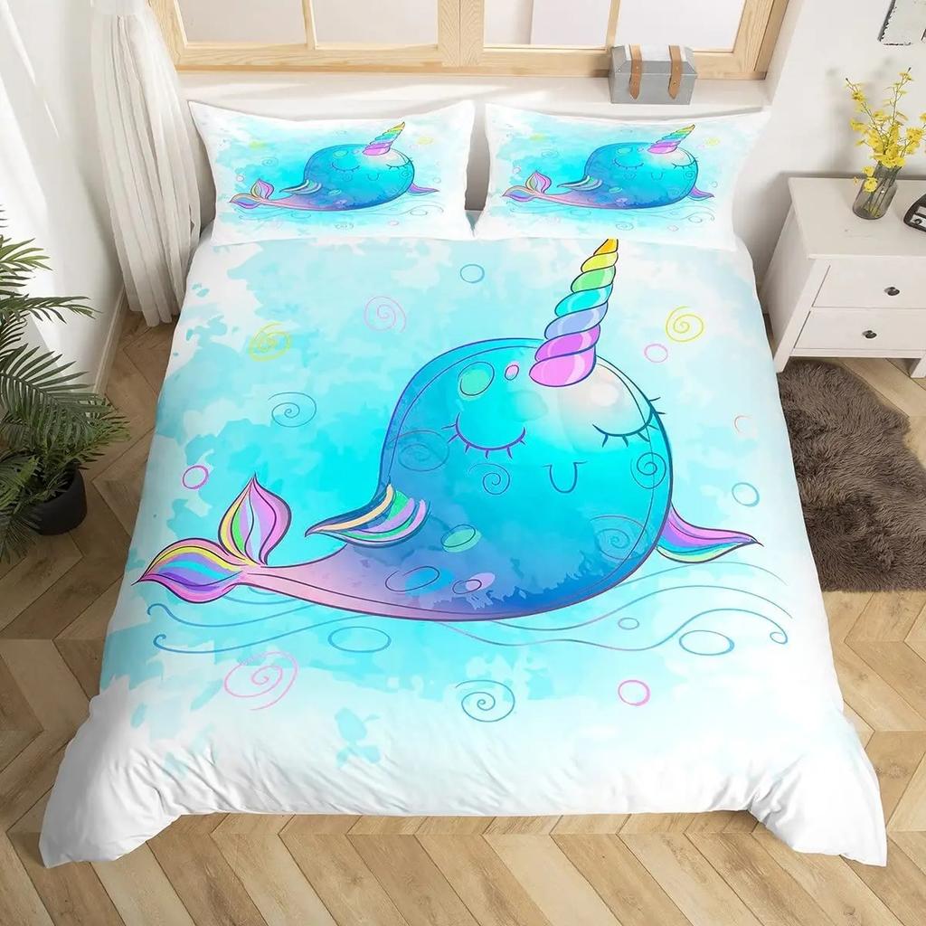 Rainbow Unicorn Duvet Cover Cute Dreamy Horse Comforter Cover Cartoon Little Unicorn Bedding Set Twin For Girl Teen Kawaii Gifts