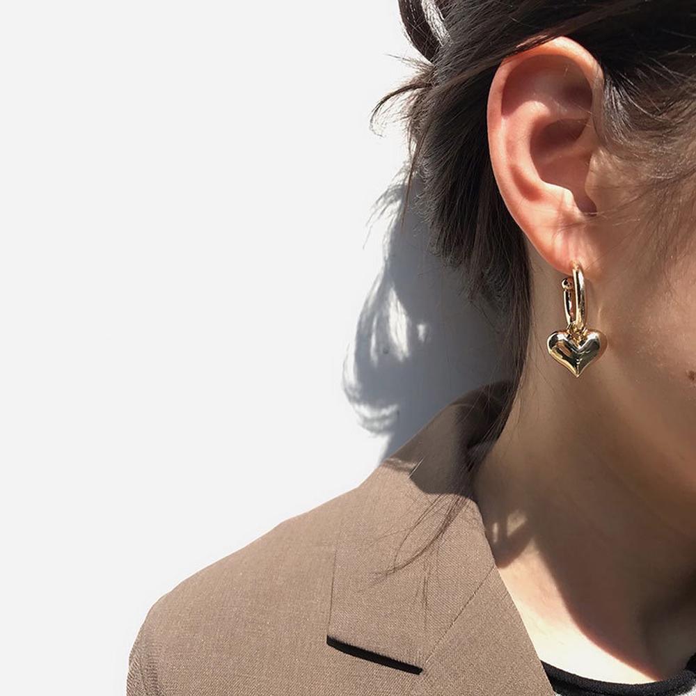 Piercing Love Heart Women Gold Silver Color Stud Earrings Drop Earring Ear Hoop Heart Earrings