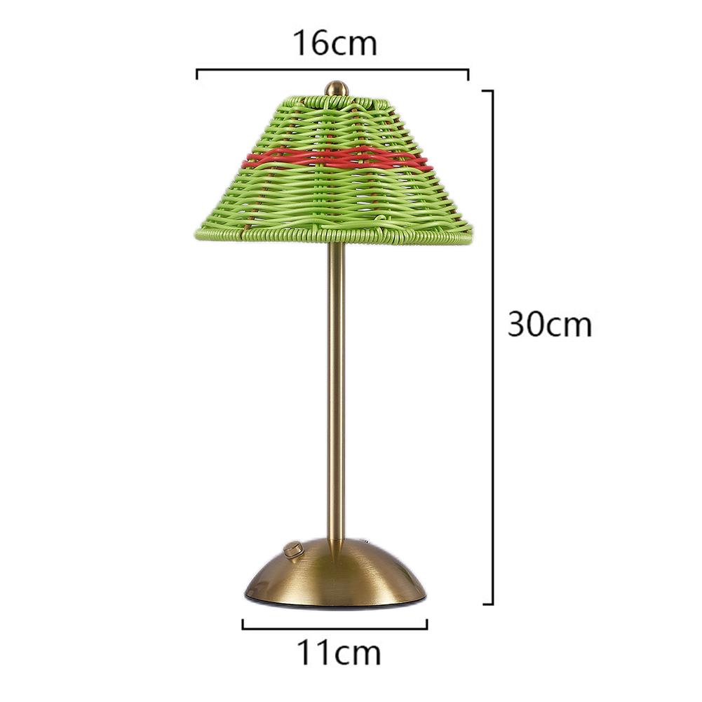Cordless LED Table Lamp 3 Color Stepless Dimmable Retro Rattan Touch Lamp Bedside Night Lamp For Indoor/Outdoor Use Home Bedroom