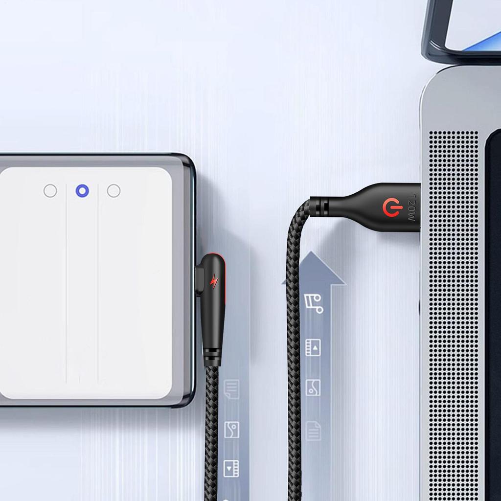 USB C на USB C Прямой угол 120 Вт Плетеный Прямой угол USB C Кабель USB C Кабель Прямой угол USB C Зарядный кабель Эффективная зарядка