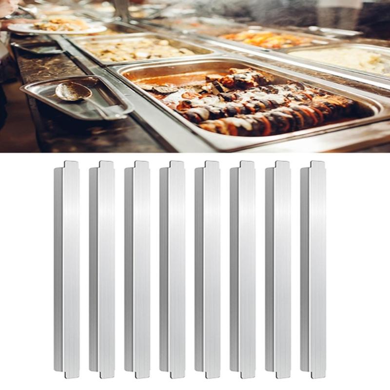 8Pcs Stainless Steel Kitchen Shelf Divider Bar Metal Food Organizers Steam Table Pan Brackets Food Service Accessories