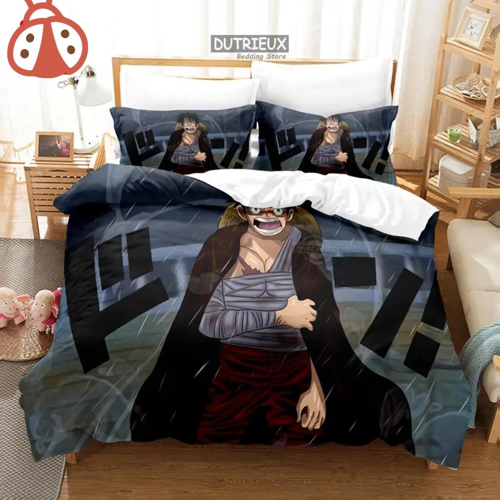 Постельное белье с аниме ONE PIECE, размер King Size, с рисунком Monkey D Luffy Odyssey, комплект пододеяльника, одеяла