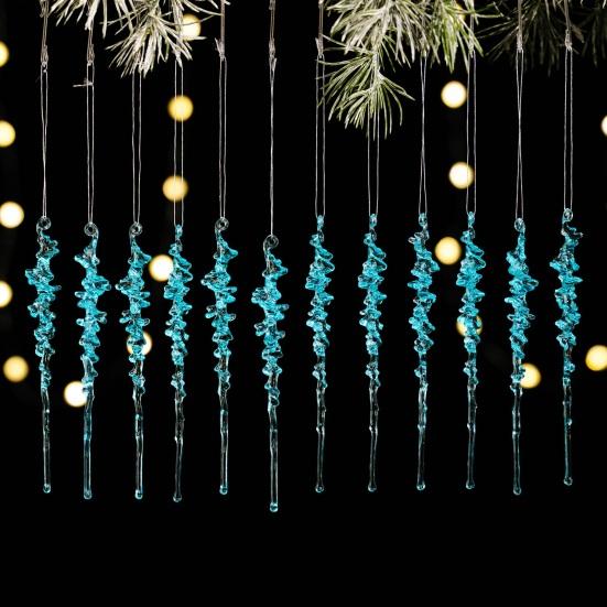 12 Pcs Crystal Christmas Icicle Ornaments for Tree Hanging Clear Acrylic Icicles Ornaments for Christmas New Year Holiday Wedding Winter Party Decor