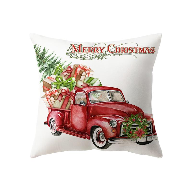 Christmas Theme Snowman Print Pattern Cushion Cover Home Living Room Sofa Decoration Square Pillow Pillow Cover