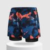 Men Swim Shorts Slim Fit Double Layers Quick Dry Conservative Swimming Elastic Waist Printed