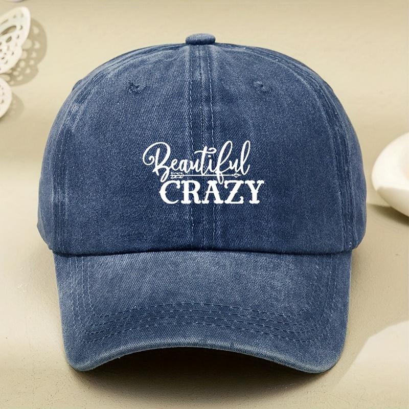 Кепка с козырьком 'Crazy Beautiful', винтажная, стиранная и состаренная, для улицы, модная бейсболка с изогнутым козырьком, мягкий верх, американская кепка