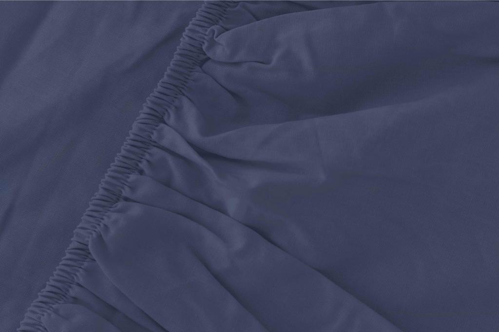 Satin fitted sheet 140x200 microfiber navy blue