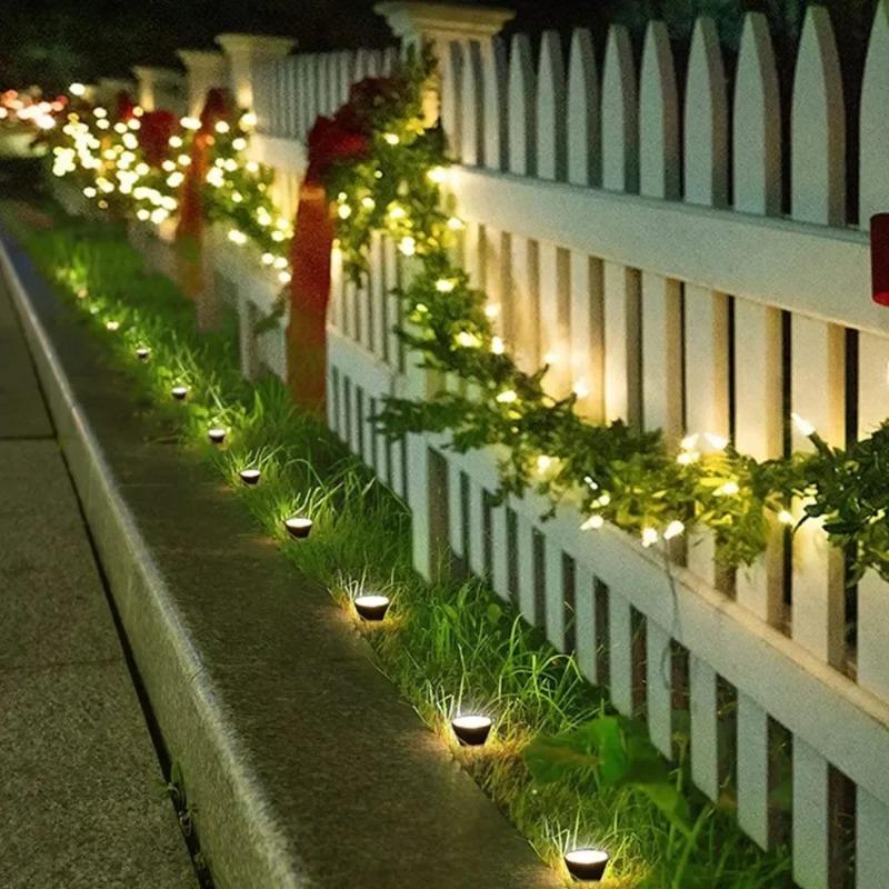 Солнечные садовые светильники 10 в 1 Освещение Декор для улицы Светодиодное Ландшафтное Сопротивление Садовое На батарейках Дорожка Погодное Газон Рождественские украшения