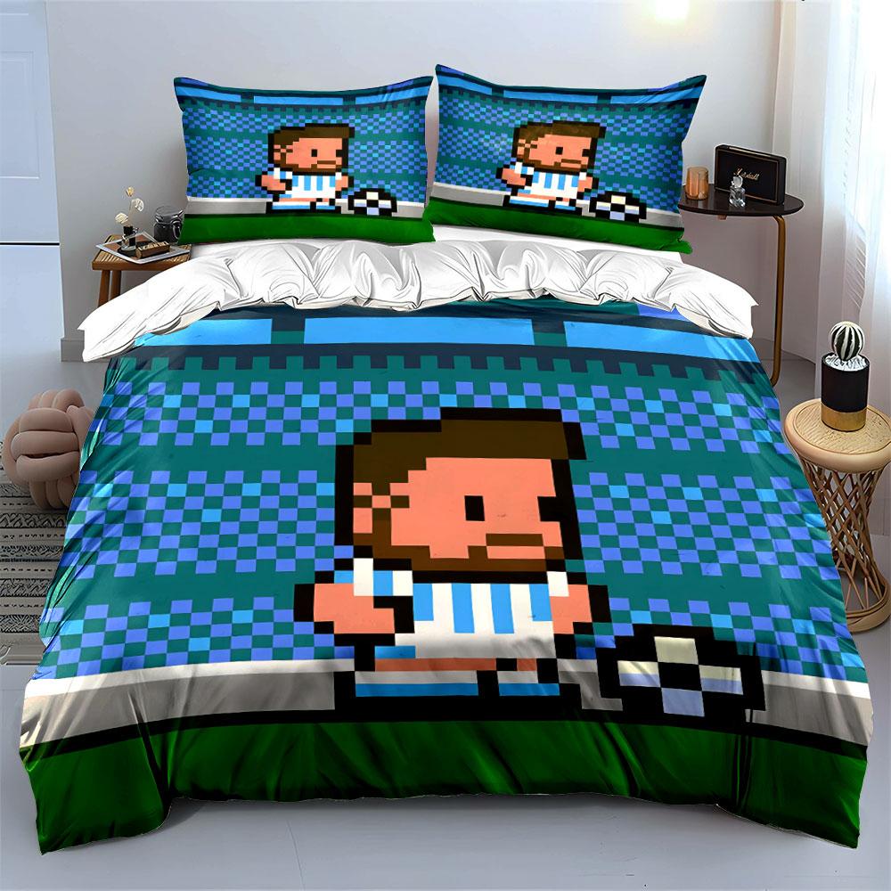 Pixelated soccer player design. Bedding sets Duvet cover sets Duvet covers Pillowcases(1 * Duvet Cover 2 * Pillowcases without duvet insert)