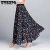 WTEMPO Эластичные большие распашные юбки с высокой талией, женские весенне-летние длинные длинные юбки трапециевидной формы с цветочным принтом, шифоновые юбки для танцев для мамы