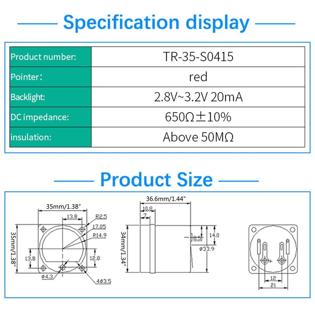 Upgraded VU Meter Warm Back Light with Driver Board Power-Supply 35mm Easy Installation for DIY Quality Plastics Made