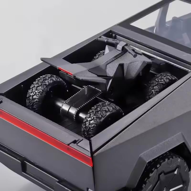 Zmart Cybertruck Silver Pickup Truck Diecast Metal Model with Sound and Lights, CYBERPUNK Pickup Diecast Alloy Miniature Car, Big Size