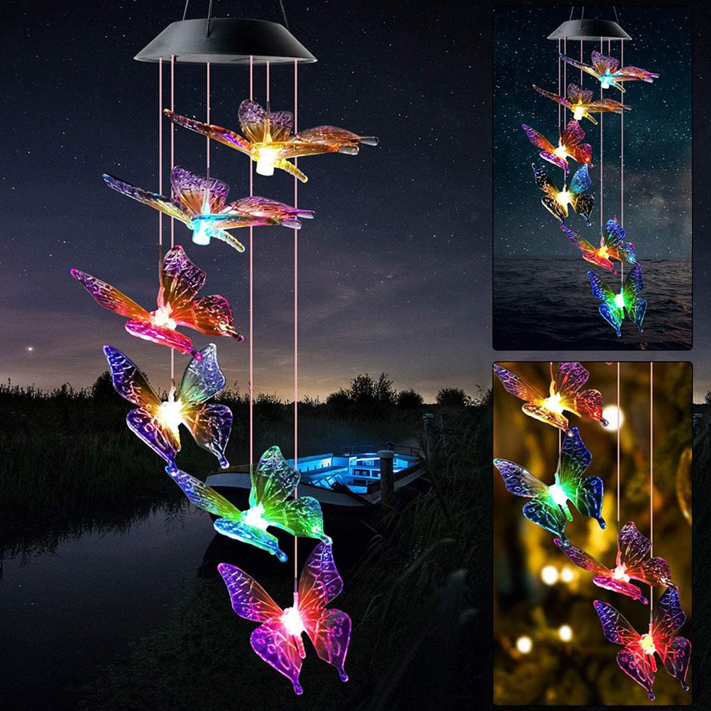 Solar Wind Chime Light Butterfly Light with LED Waterproof and Durable Home Decoration Solar Wind Chime Hanging Light