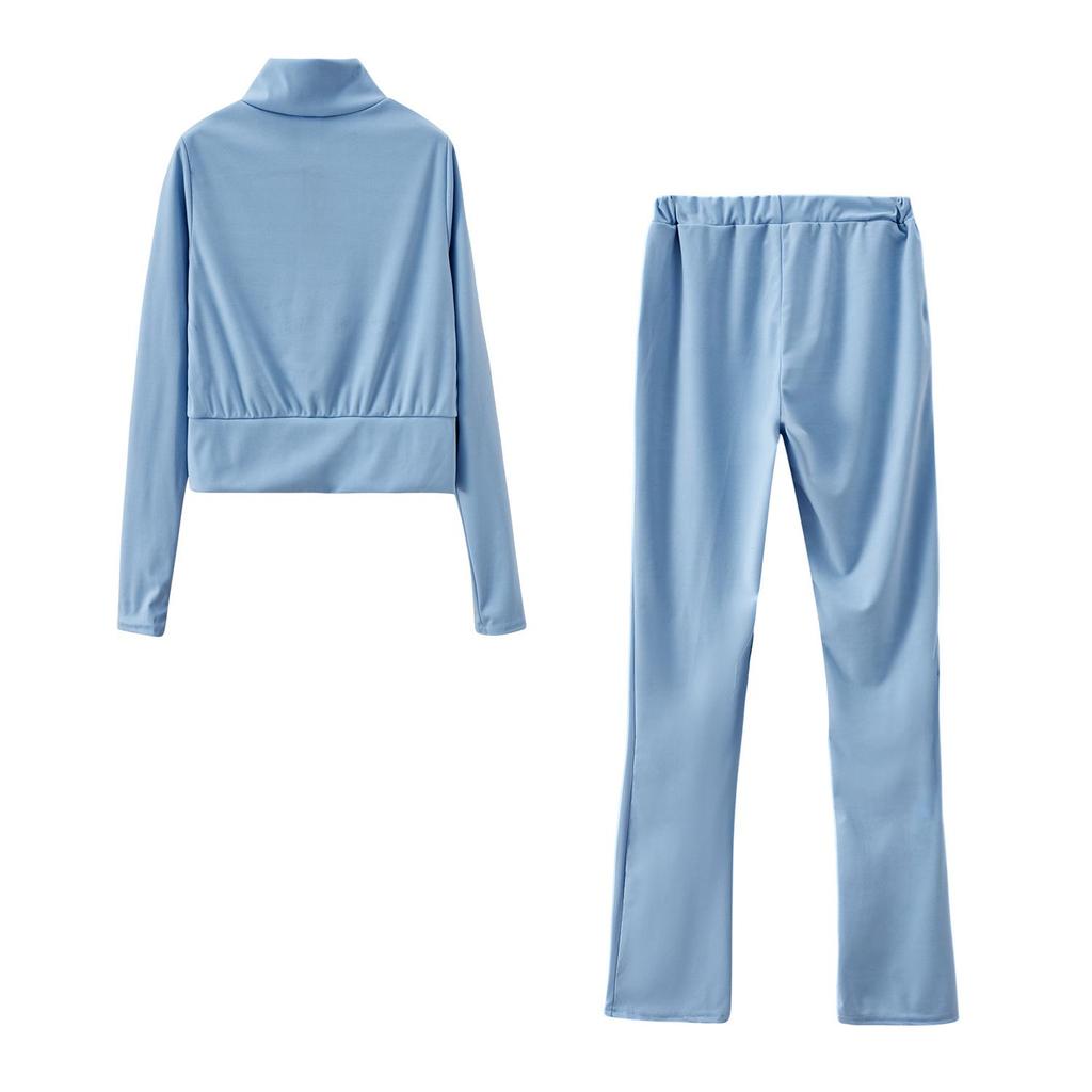 European & American Fashion Casual Solid Color Sports Two-Piece Suit