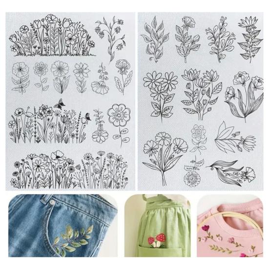 Yousheng 2 листа водорастворимого стабилизатора для вышивки DIY Stick Stitch бумага для вышивки с предварительно напечатанными цветами, листьями, животными, узорами, подарок для влюбленных